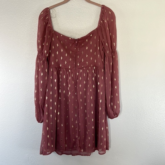 NWOT Crystal Doll Off Shoulder Tulle Flouncy Pink Gold Dress sz M - Picture 9 of 10